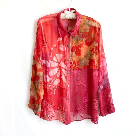 Chico's Tops - Chico's Design VTG Silk Blend Floral Burnout Blouse